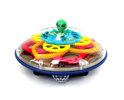 Electric Transparent Gear UFO Space Flying Saucer Toy Toddler Interaction